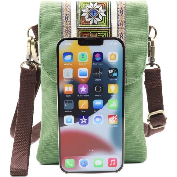 Women's Dark Green Vintage Embroidered Cute Mini Cross Body Bag Small Handbags - Picture 3 of 6